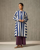 Mustafa Kurta - Navy & Ivory Print