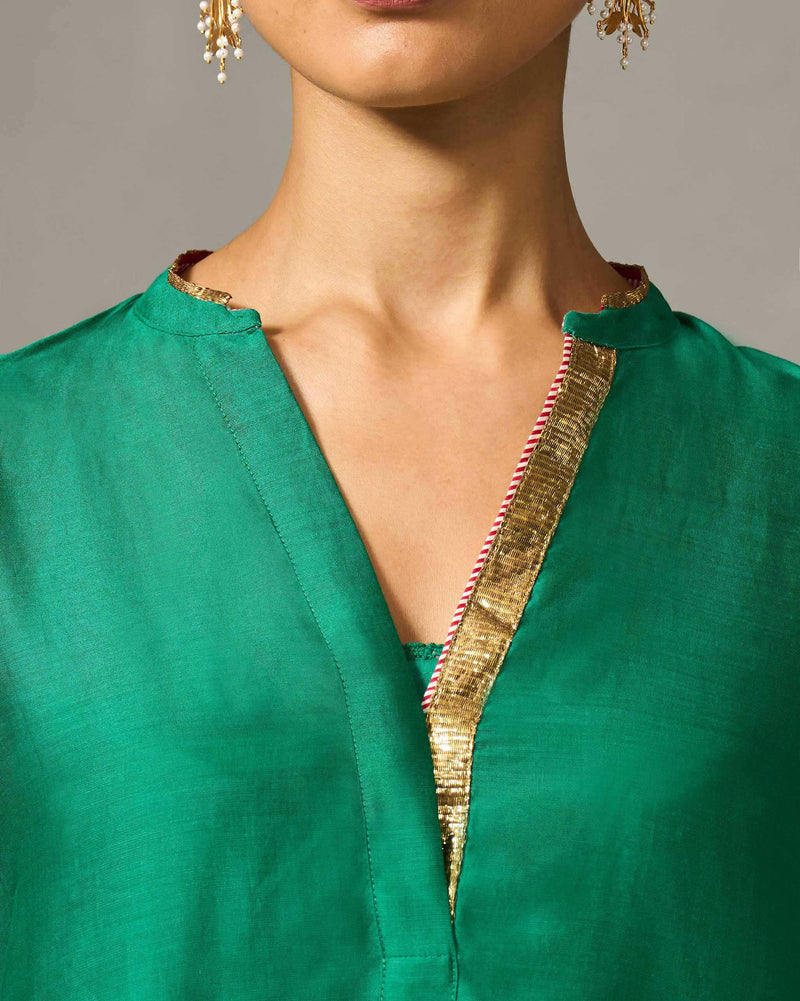 Chaand Pocket Kurta & Slip - Green