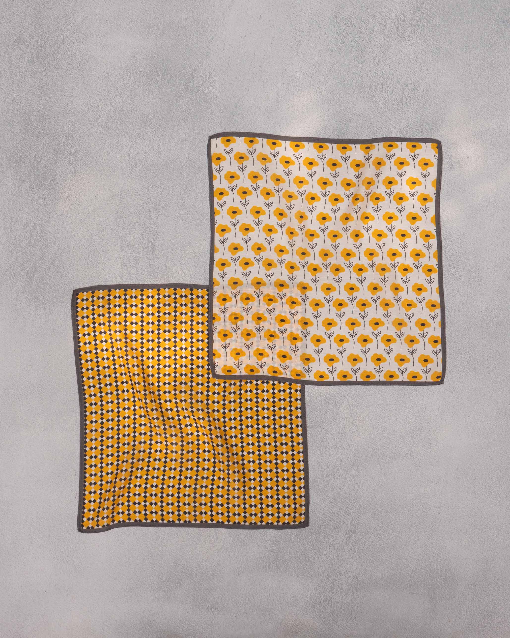 Bageecha Pocket Squares - Dark Blue & Yellow