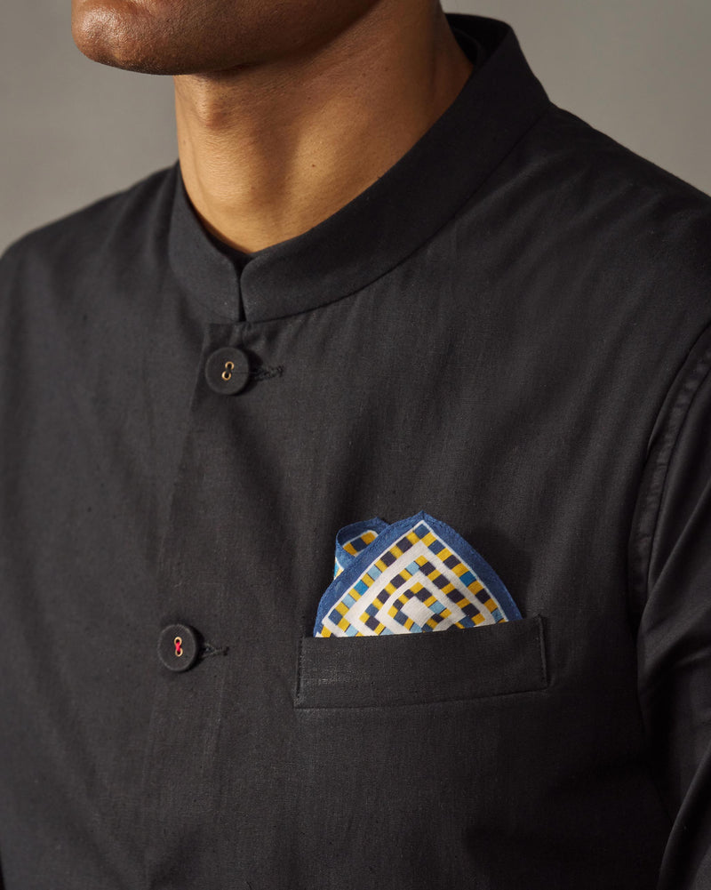 Kokomo Pocket Squares - Dark Blue & Yellow