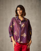 Boxy Shirt - Purple & Gold Print