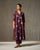 Front Pleated Kurta & Slip - Purple & Gold Print