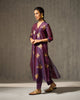 Front Pleated Kurta & Slip - Purple & Gold Print