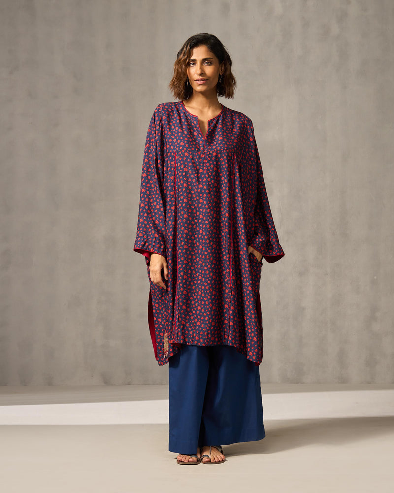 Medina Kurta - Navy & Red Print