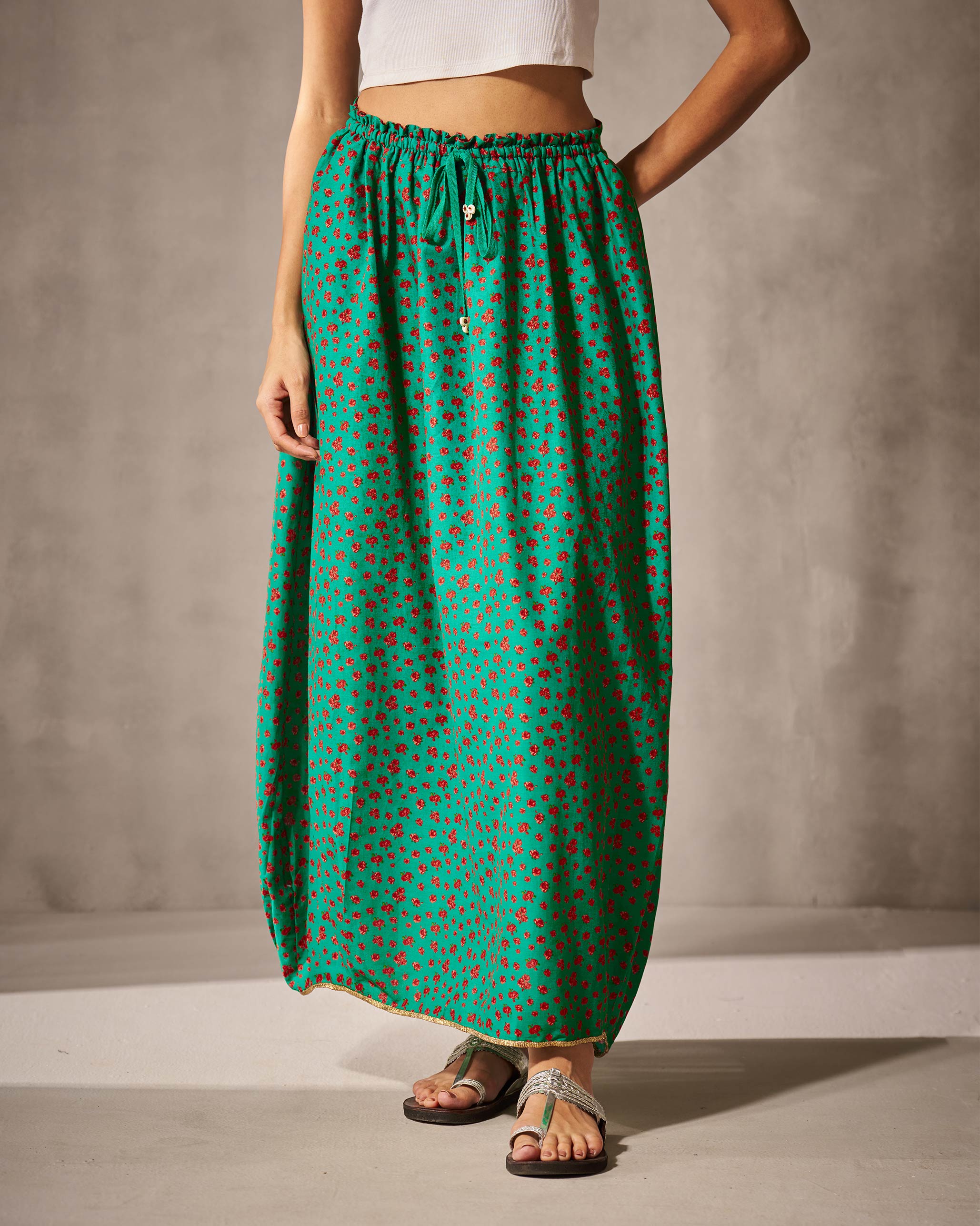 Jambiani Skirt - Green & Red Print