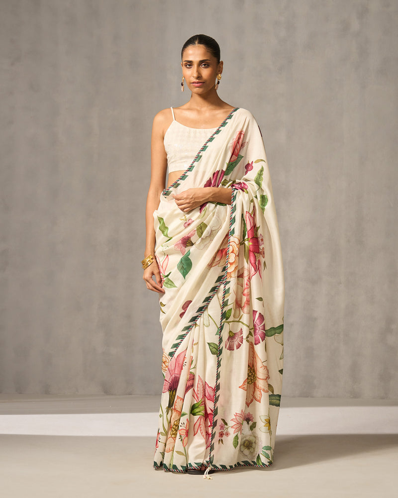 Bloom Bed Sari - Ivory Print