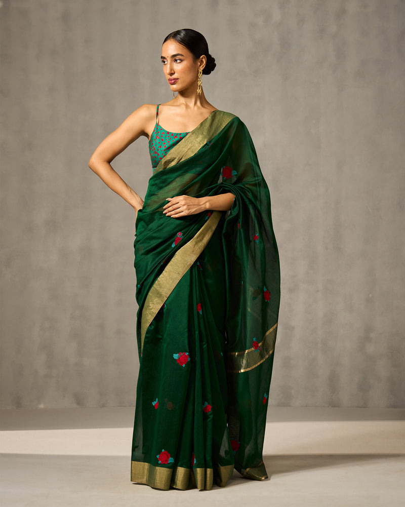 Gulab Sari - Green Embroidered