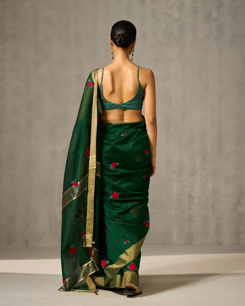 Gulab Sari - Green Embroidered