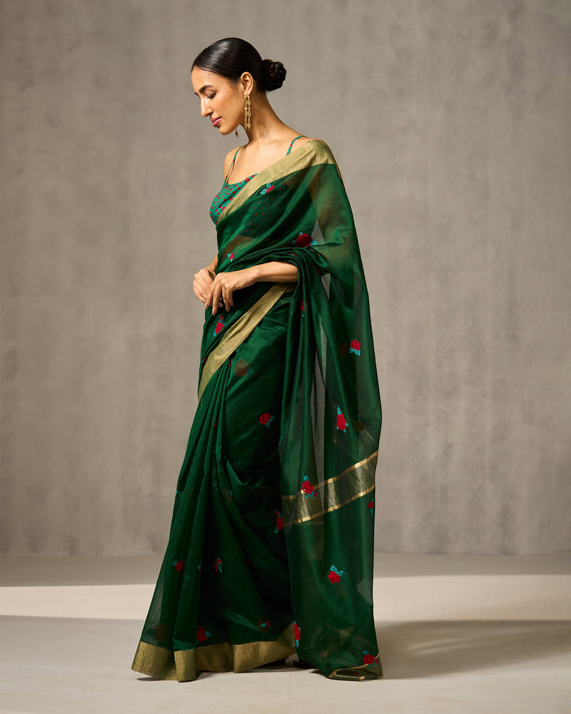 Gulab Sari - Green Embroidered