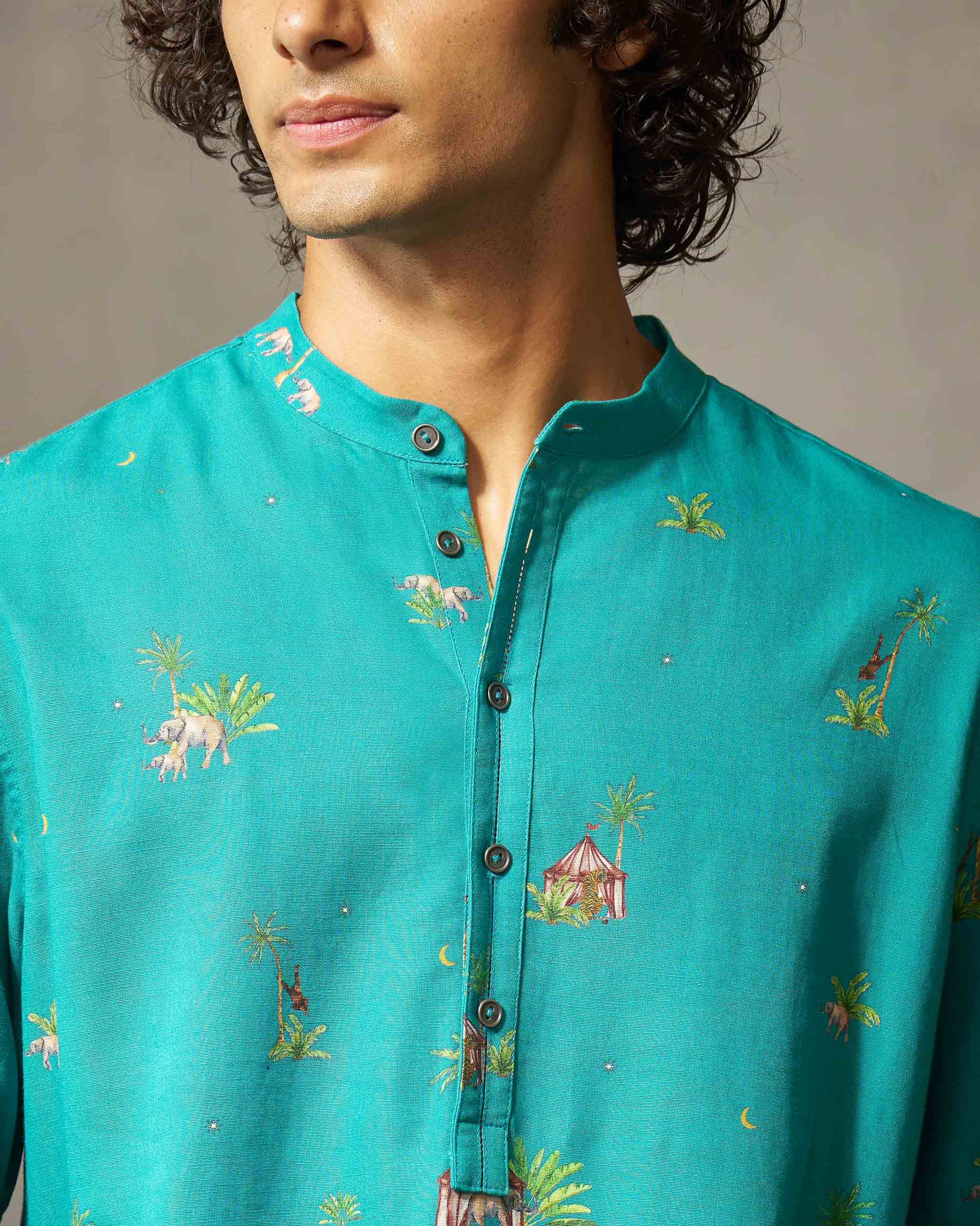 Astral Kurta - Green Print