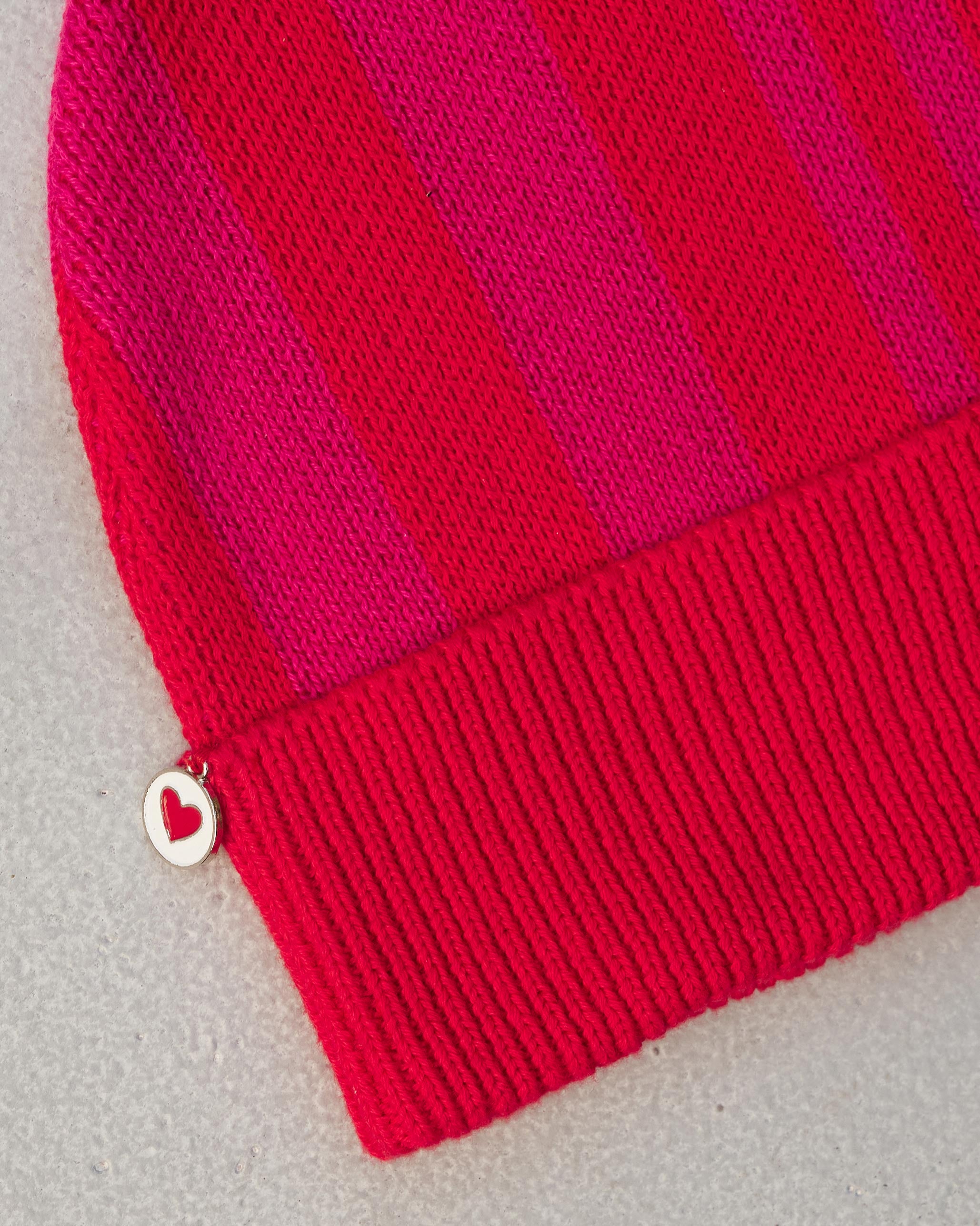 Stripey Beanie - Red & Fuchsia