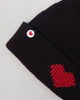 Heart Beanie - Black & Red