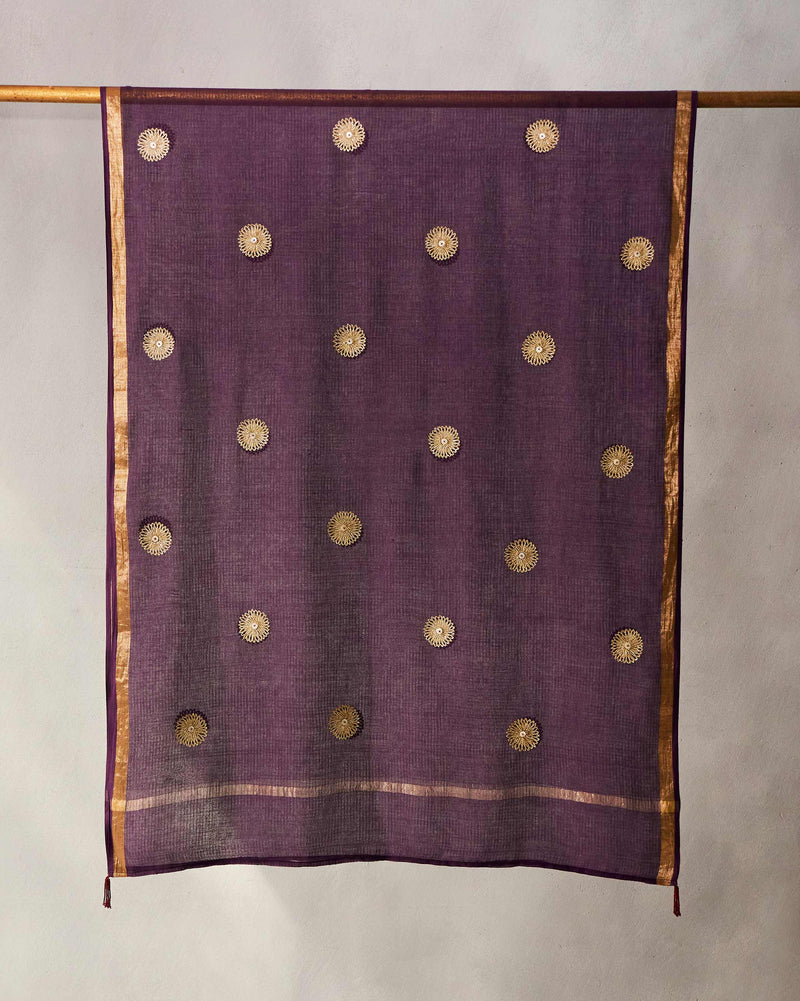 Dusk Dupatta - Purple & Gold Embroidered