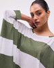 Lyla Top - Olive & Grey Stripes