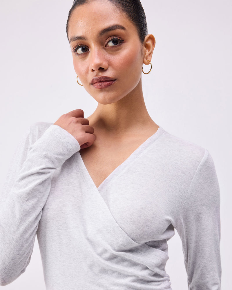 Teresa Wrap Top - Grey