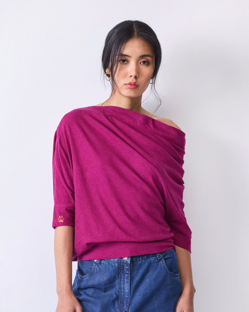 Ukiyo Off Shoulder Top - Berry