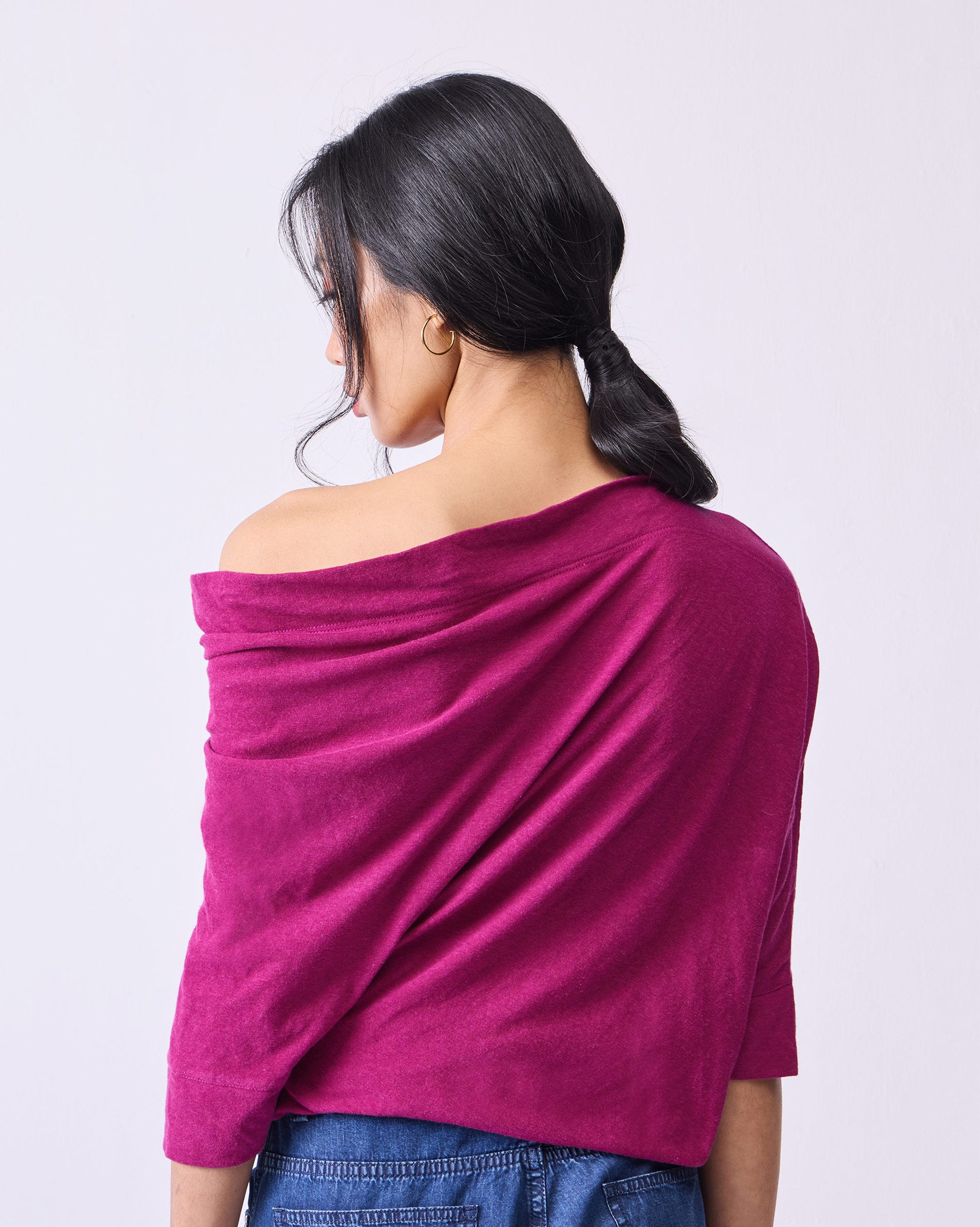 Ukiyo Off Shoulder Top - Berry