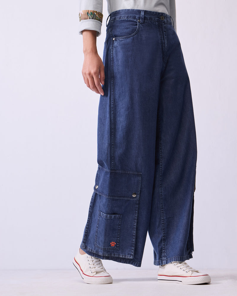 Hem Pocket Pants - Denim