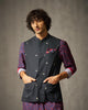 Nehru Jacket - Black Print