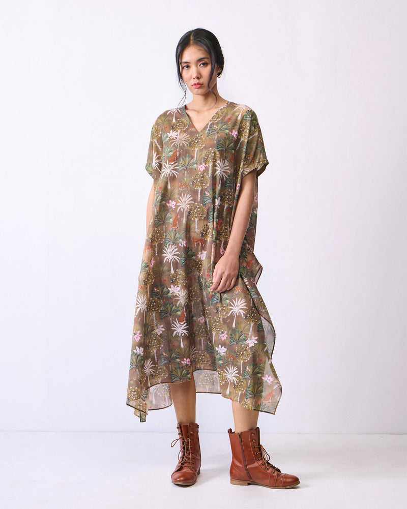 Safari Delight Kaftan - Olive Print