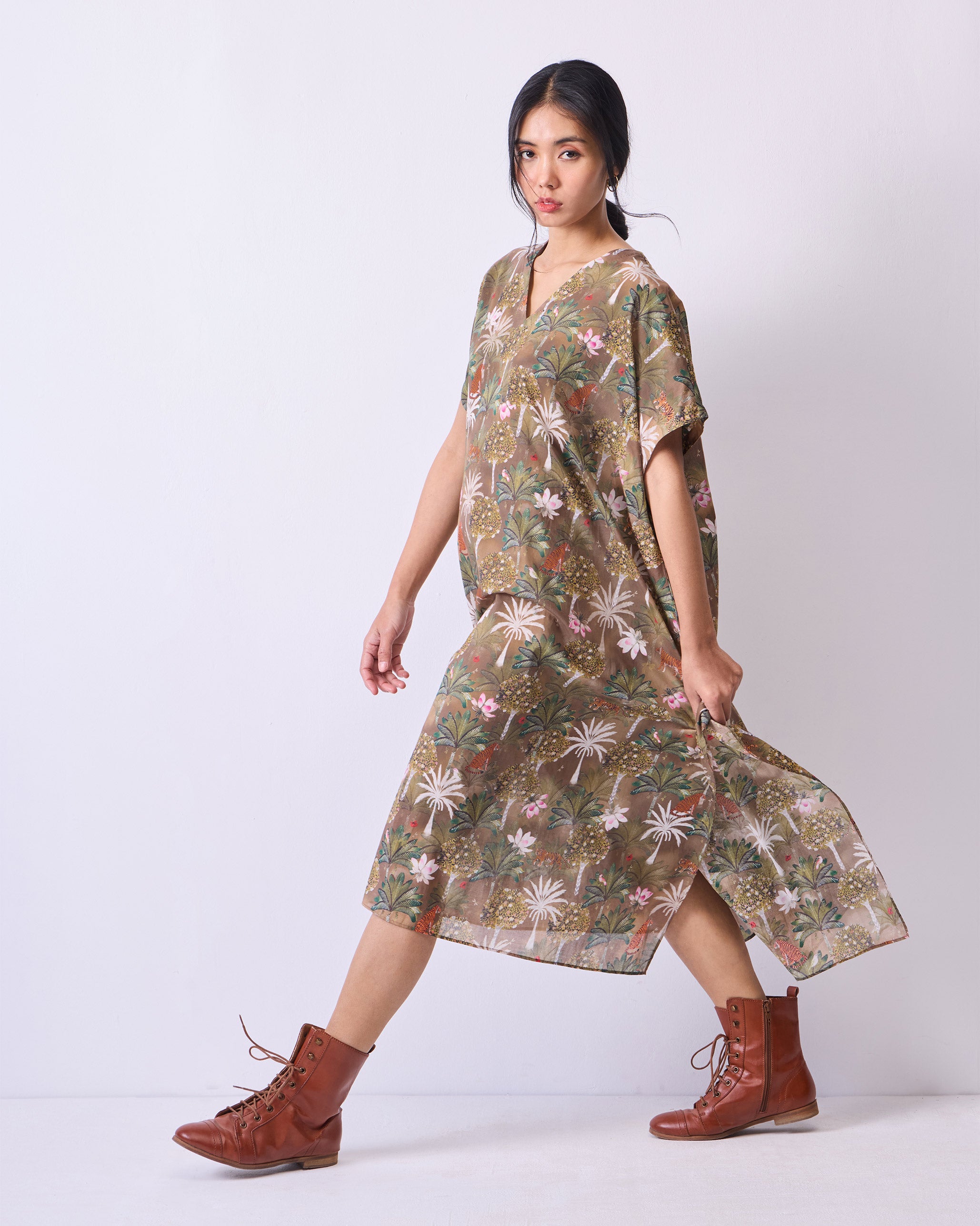 Safari Delight Kaftan - Olive Print