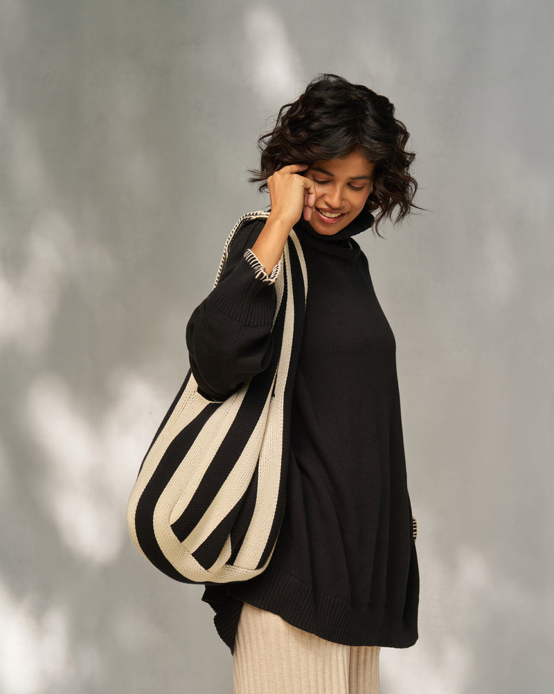 Stripe Bag - Ivory & Black