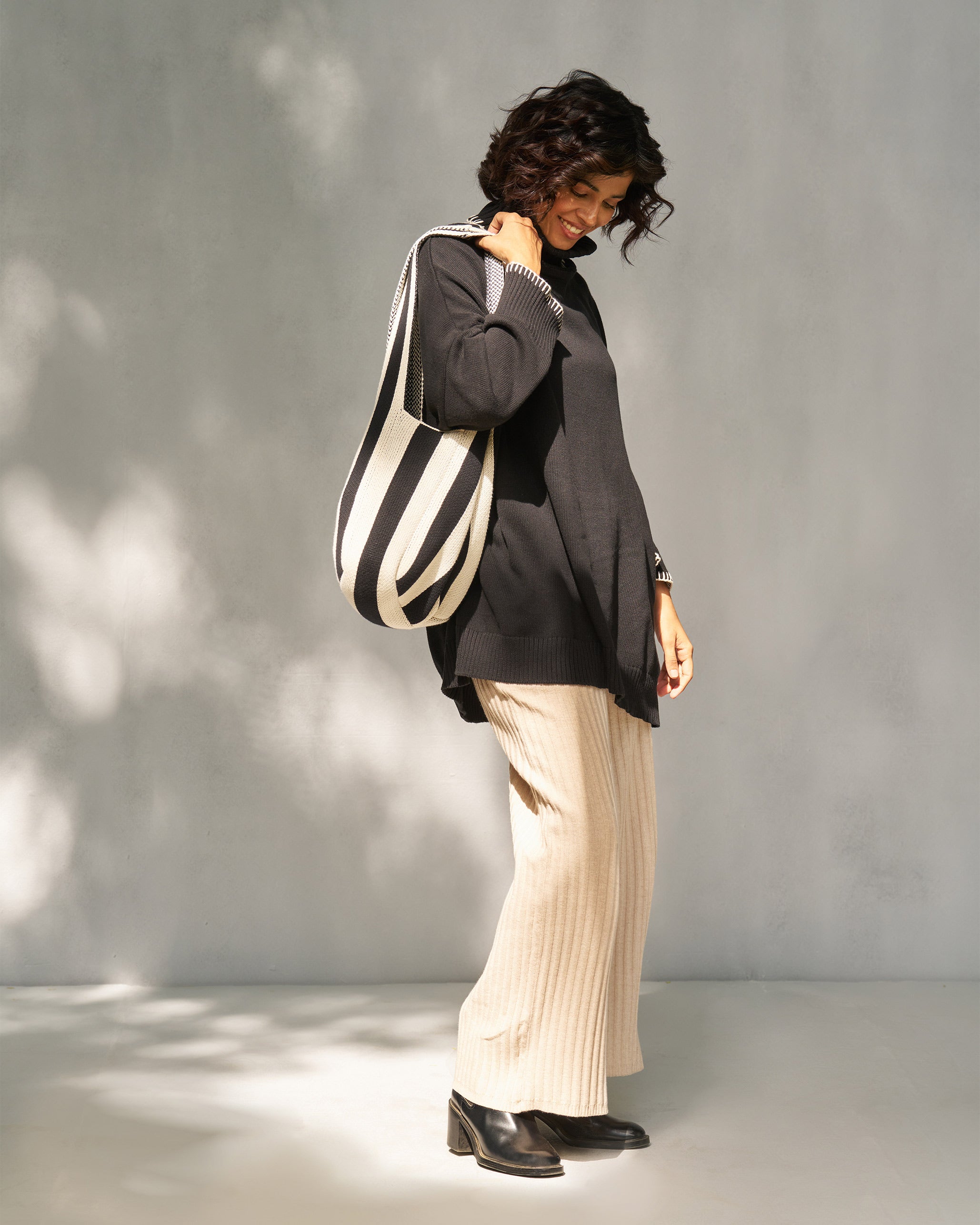 Stripe Bag - Ivory & Black