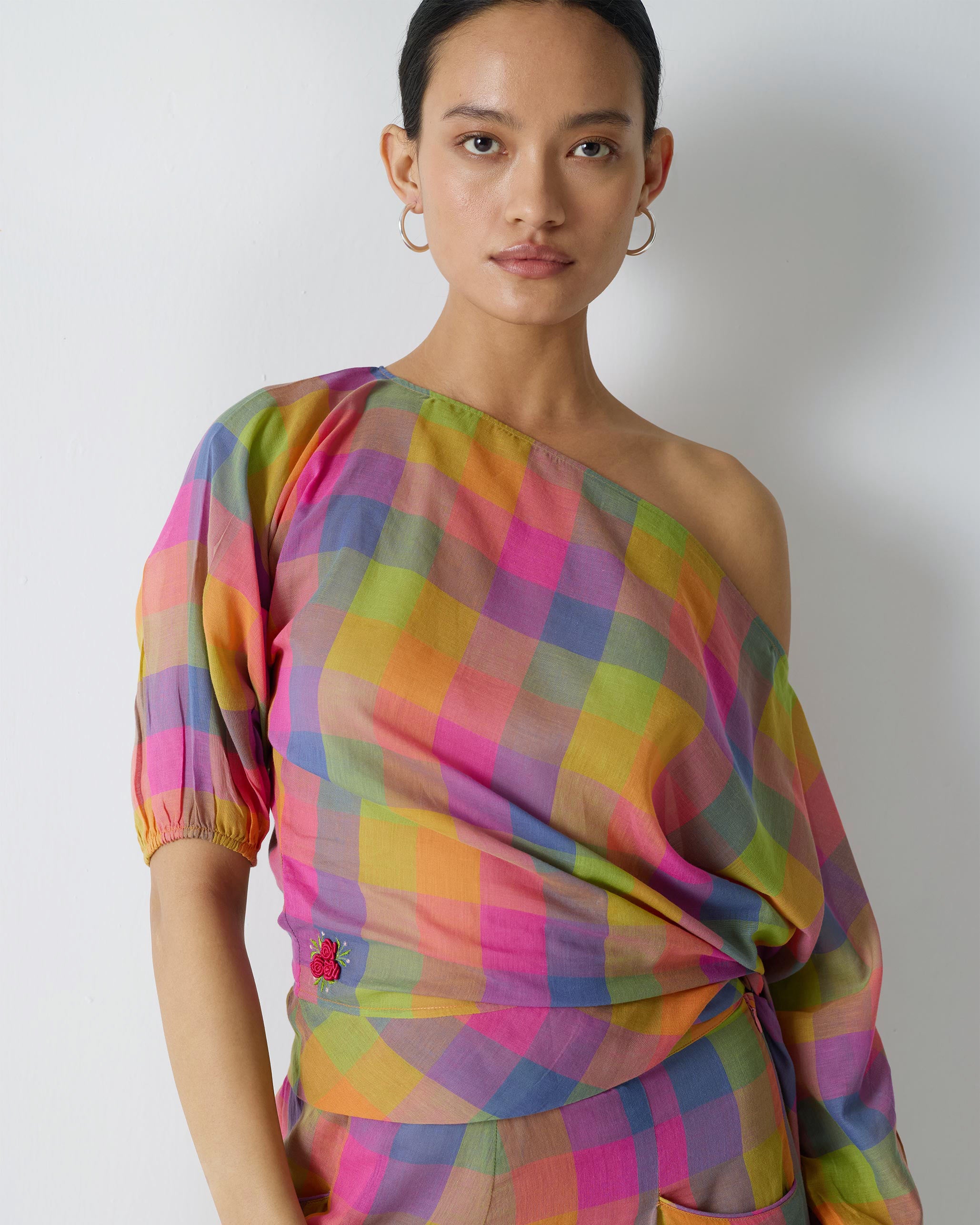 Ballerina Crop Top - Multi Color Checks