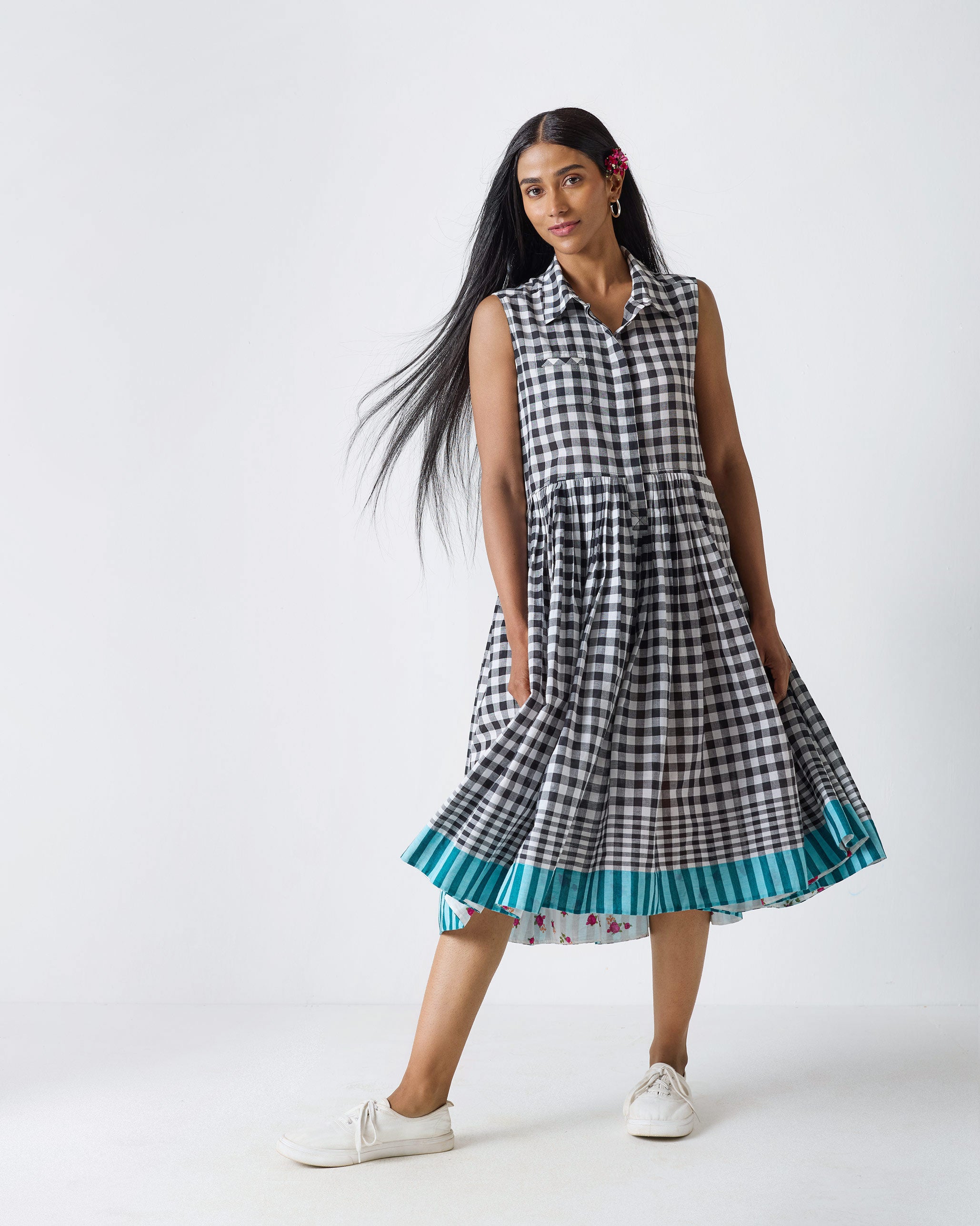 Ada Dress - Black & White Checks