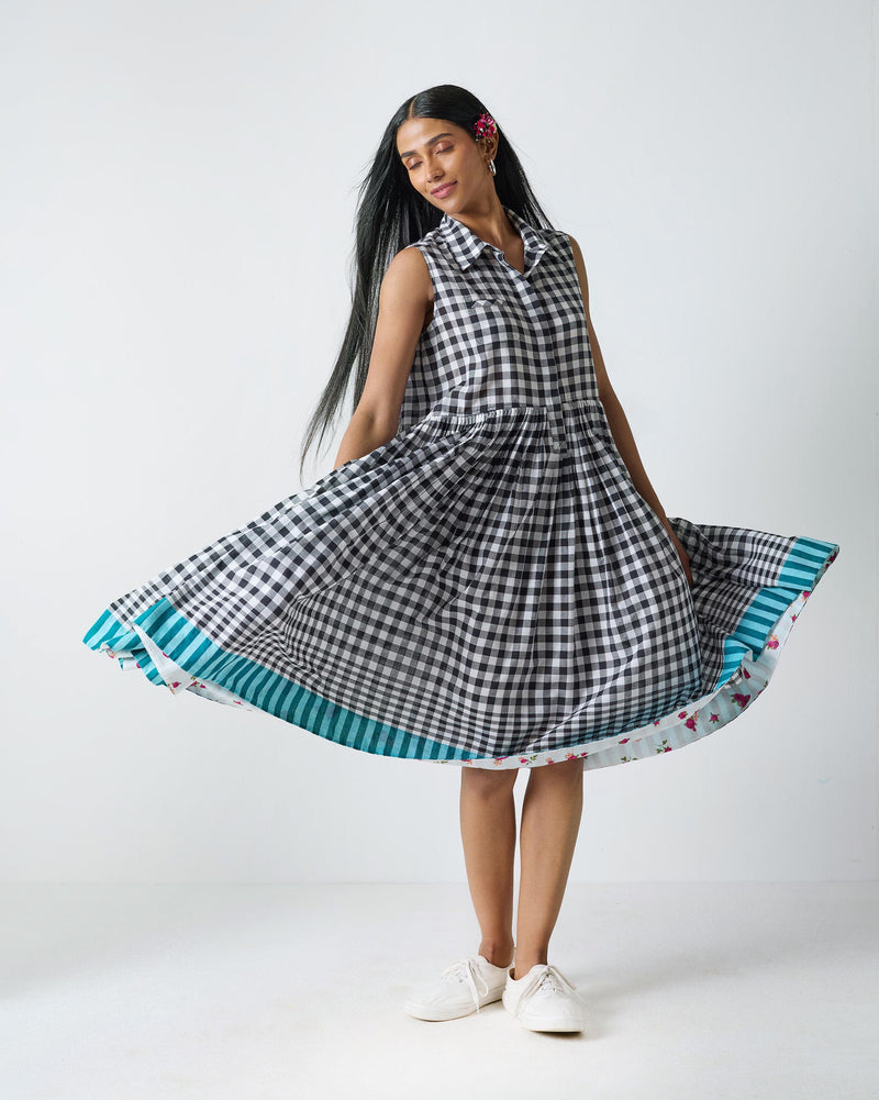 Ada Dress - Black & White Checks