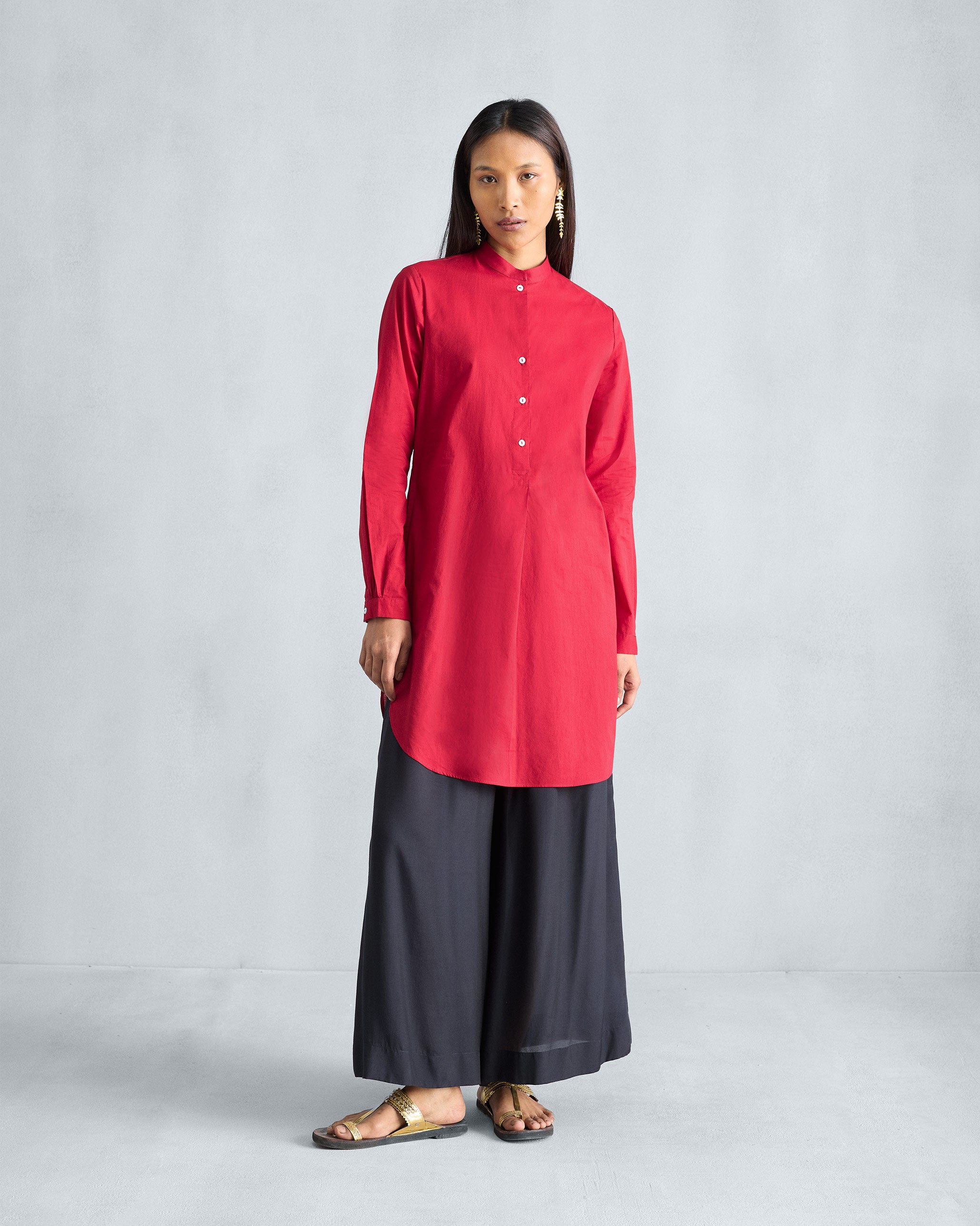 Basic Mid Length Kurta - Red