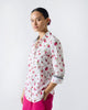 Spring Fitted Shirt - White & Fuchsia Print