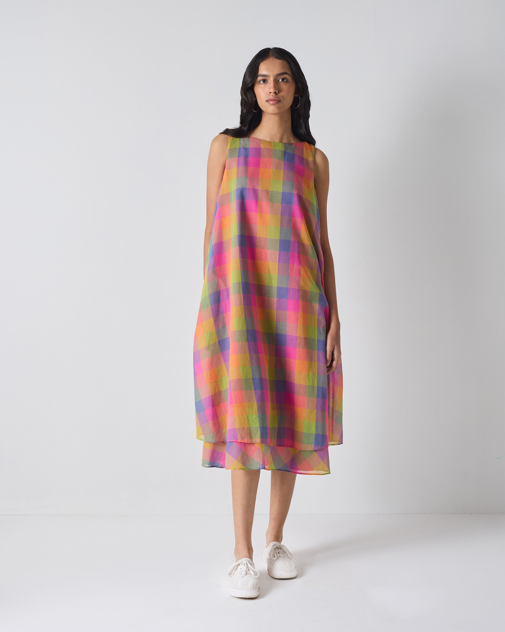 Double Layer Dress - Multi Color Checks