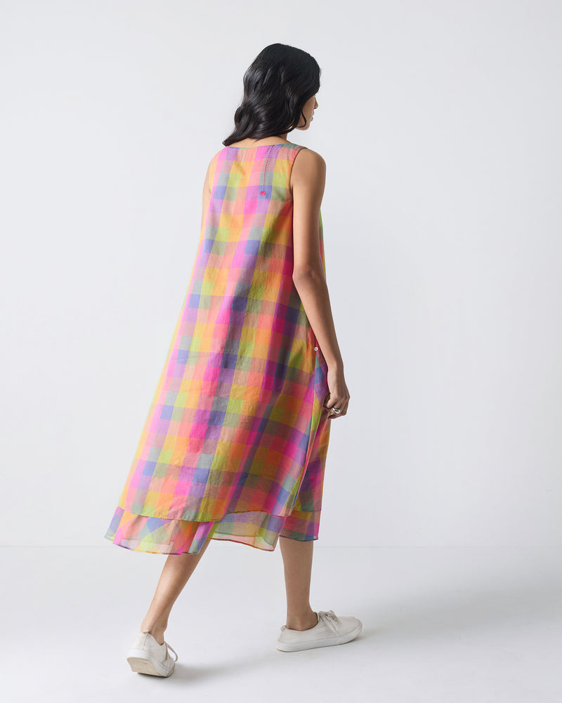 Double Layer Dress - Multi Color Checks