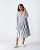 Rainy Season Dress - Charcoal & White Stripes