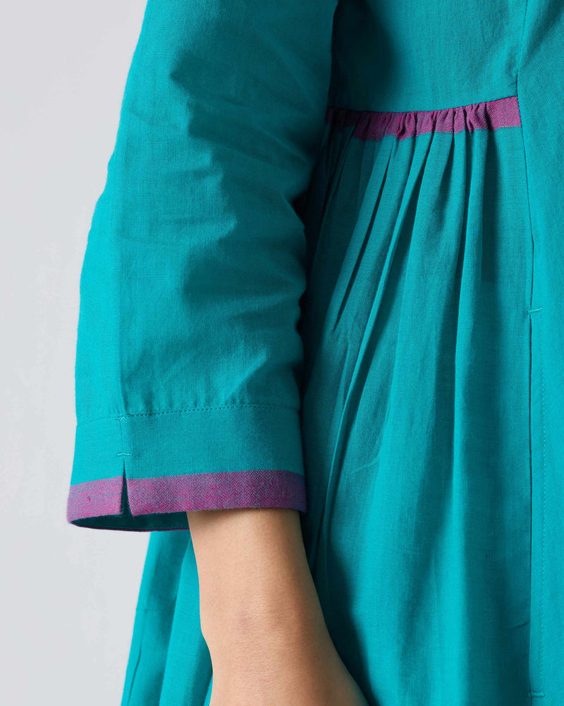 Pintuck Kurta - Aqua