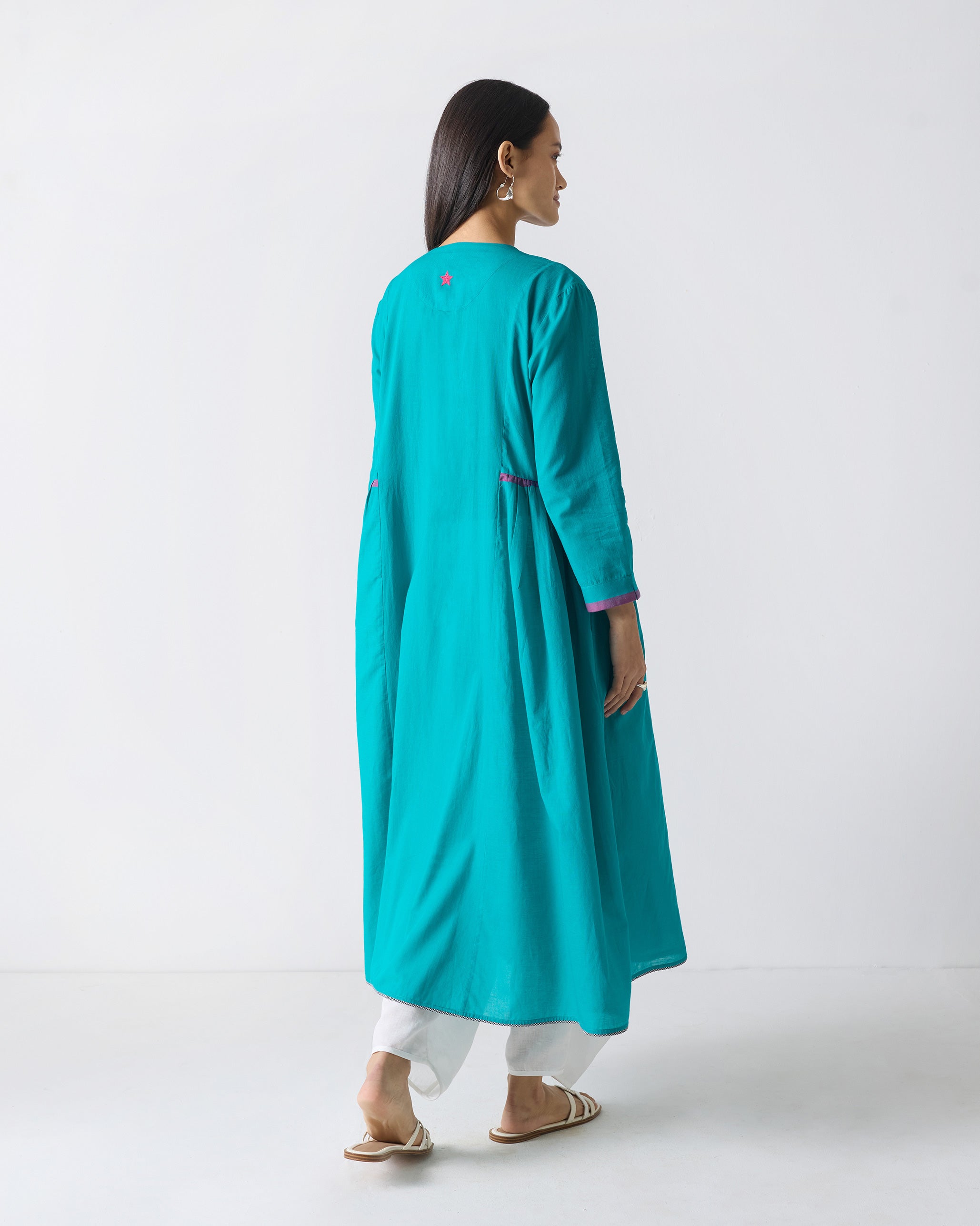 Pintuck Kurta - Aqua