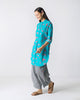 Basic Mid Length Kurta - Teal & Fuchsia Print