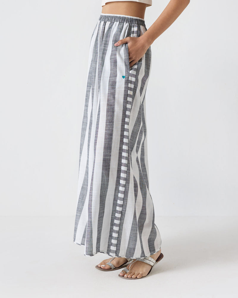 Ceylon Pyjamas - Charcoal & White Stripes