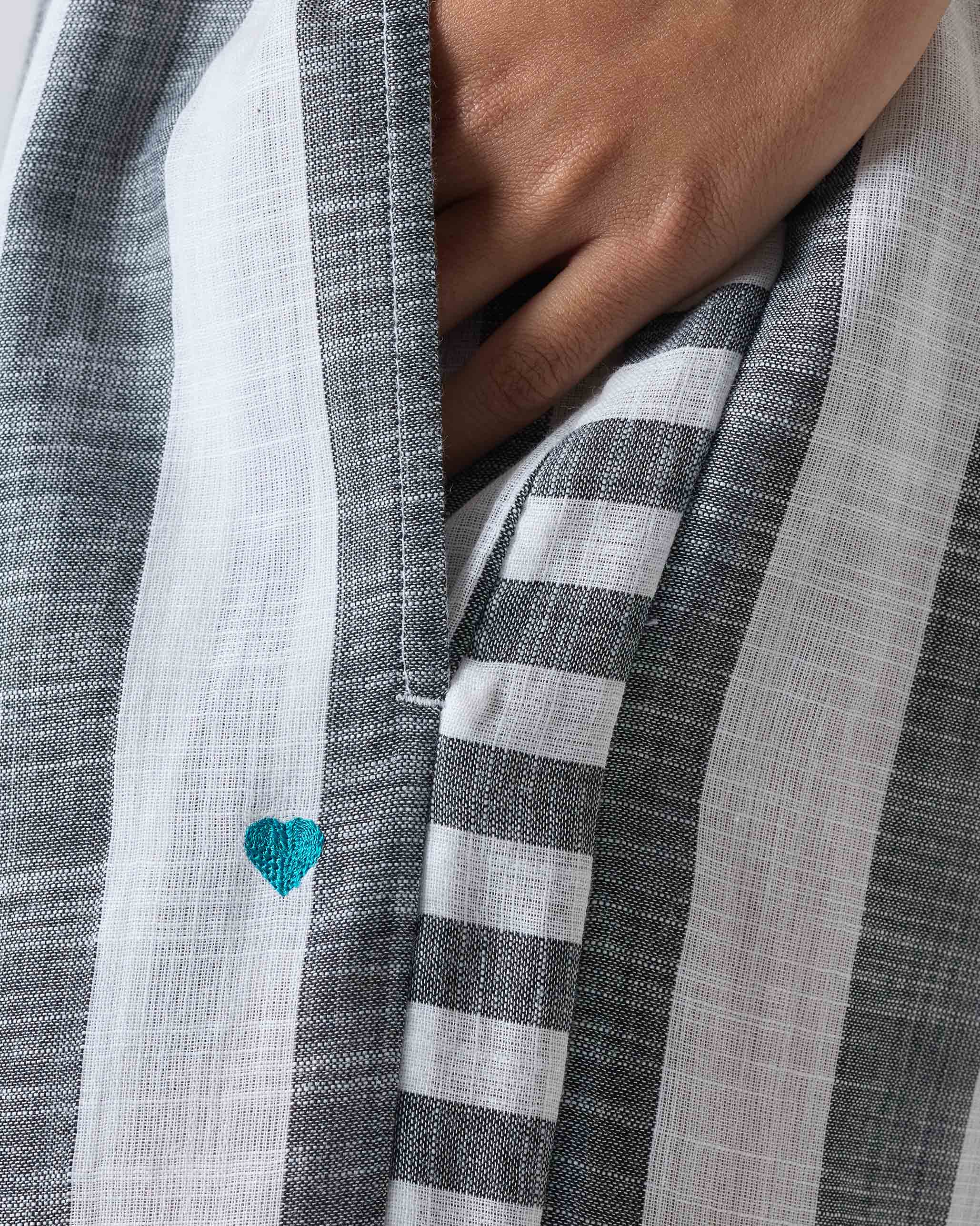 Ceylon Pyjamas - Charcoal & White Stripes