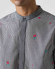 Neckband Kurta - Black & White Embroidered