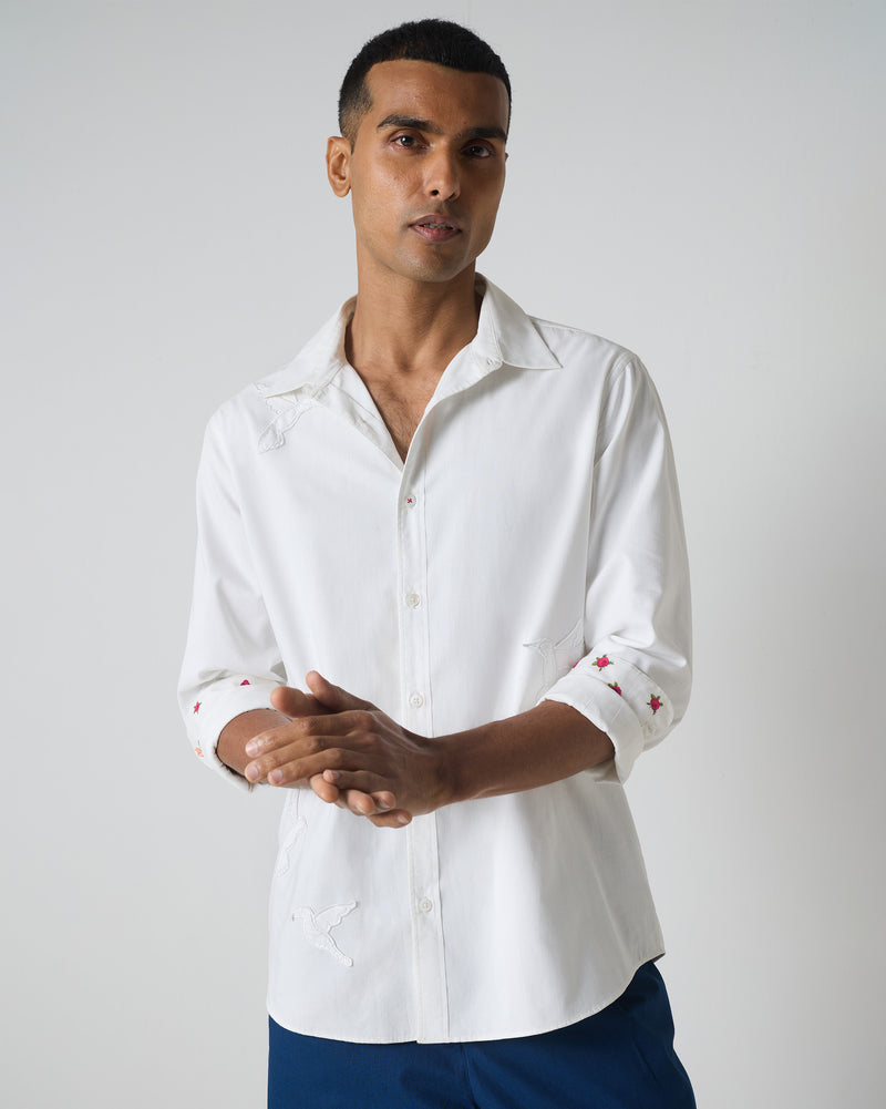 Classic Shirt - White Embroidered