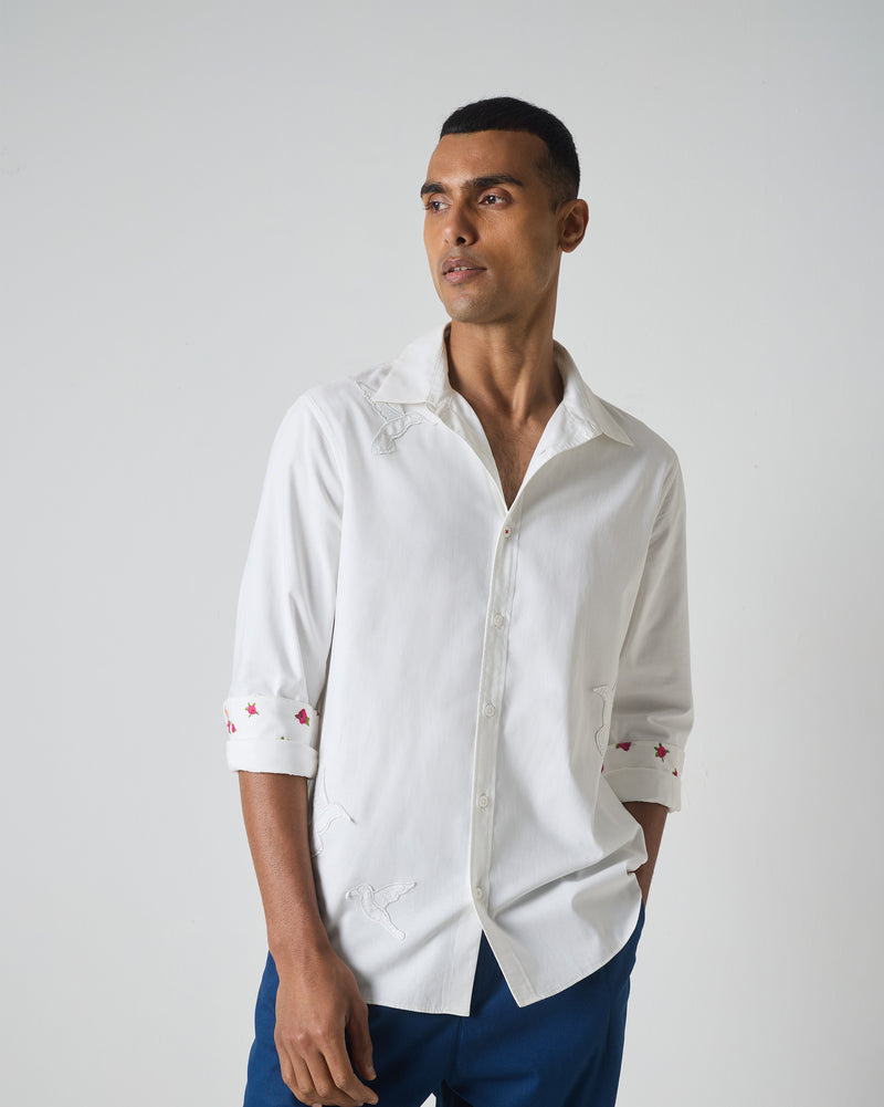 Classic Shirt - White Embroidered