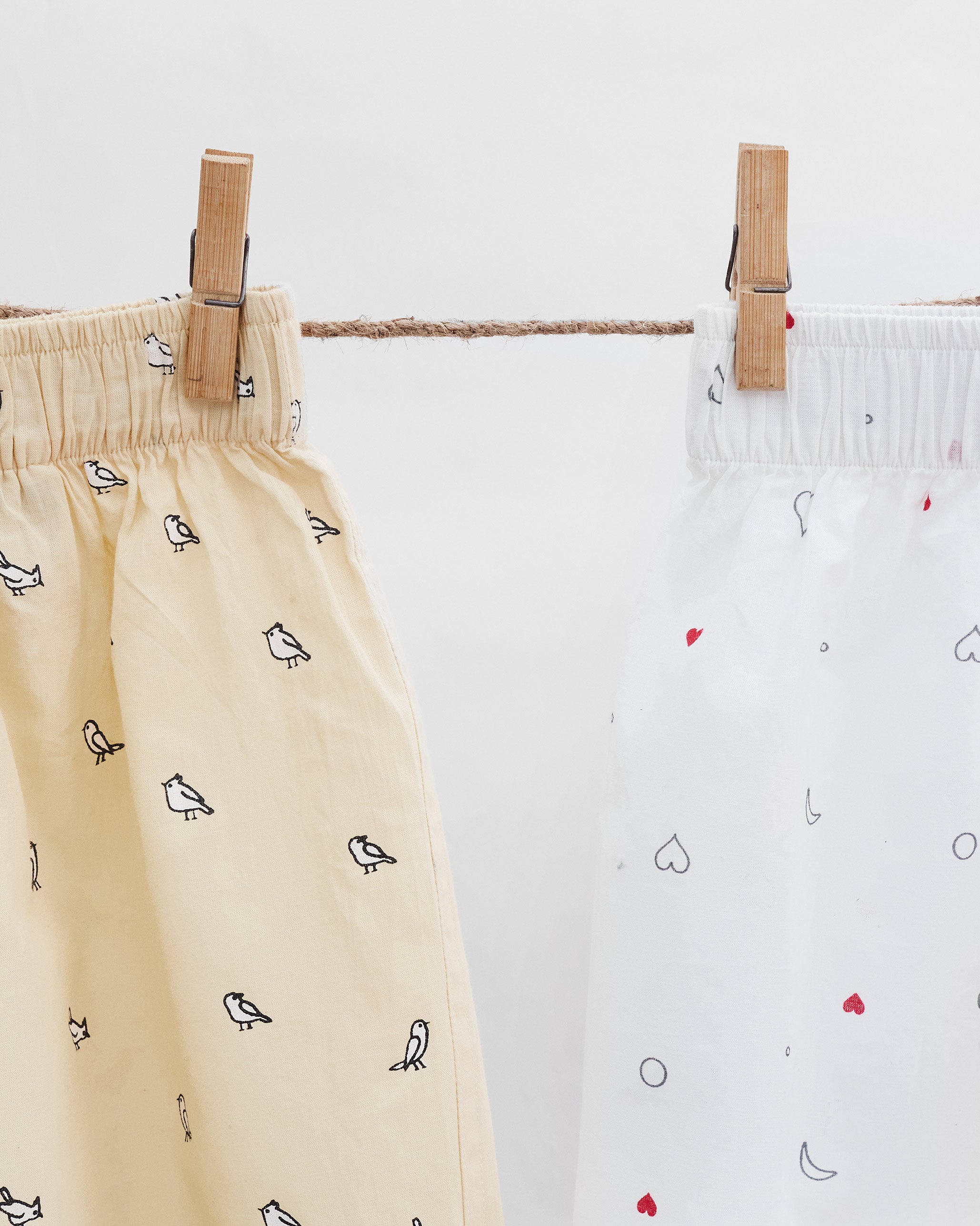 Lovebirds Boxers (Set of 2) - White & Beige