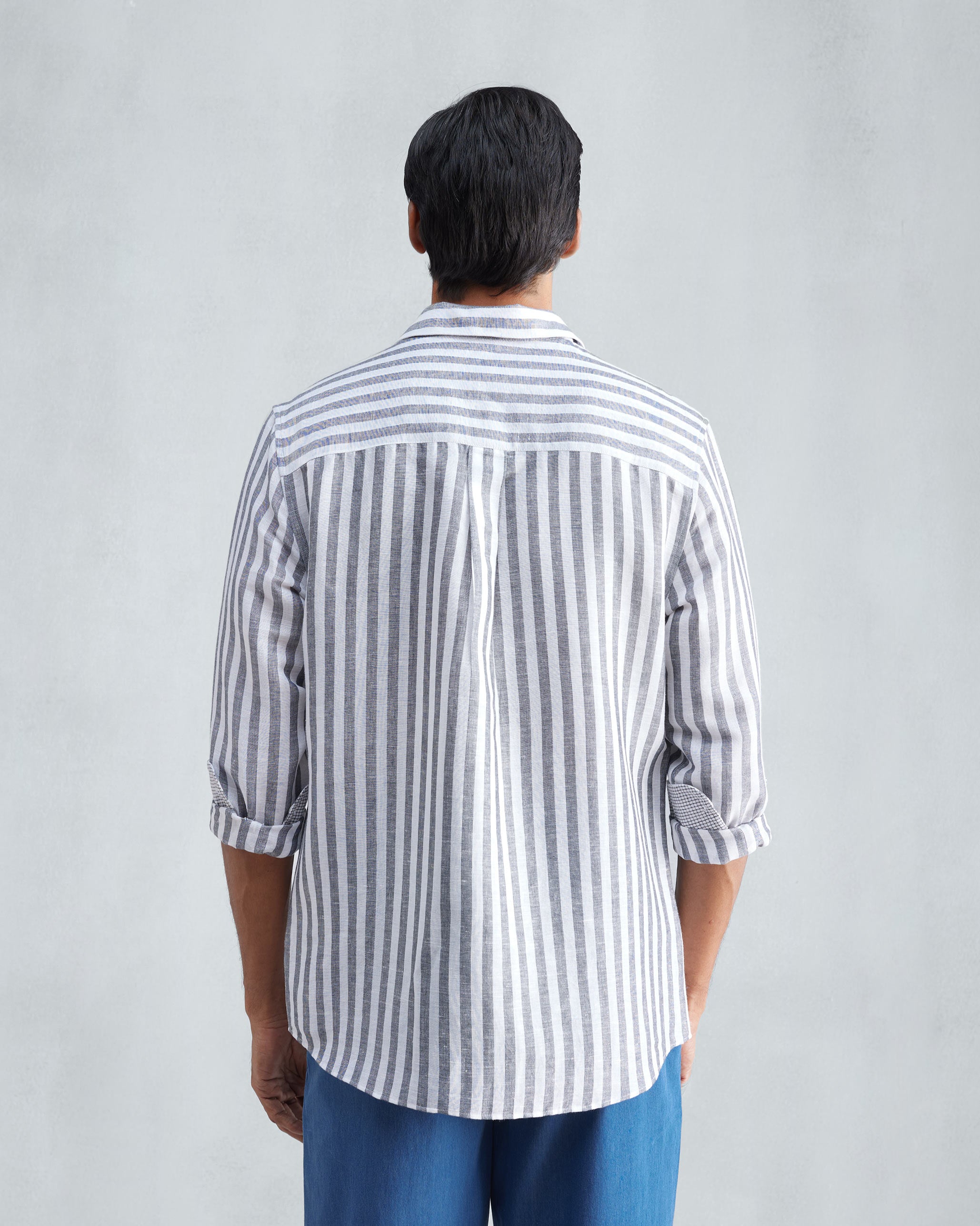 Classic Shirt - Charcoal & White Stripes