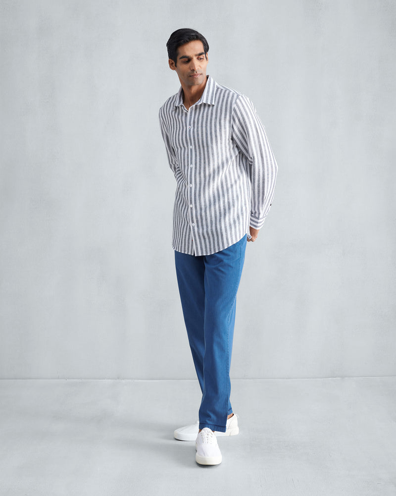 Classic Shirt - Charcoal & White Stripes