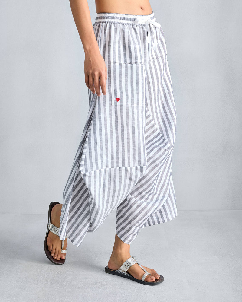 Yoka Trousers - Charcoal & White Stripes