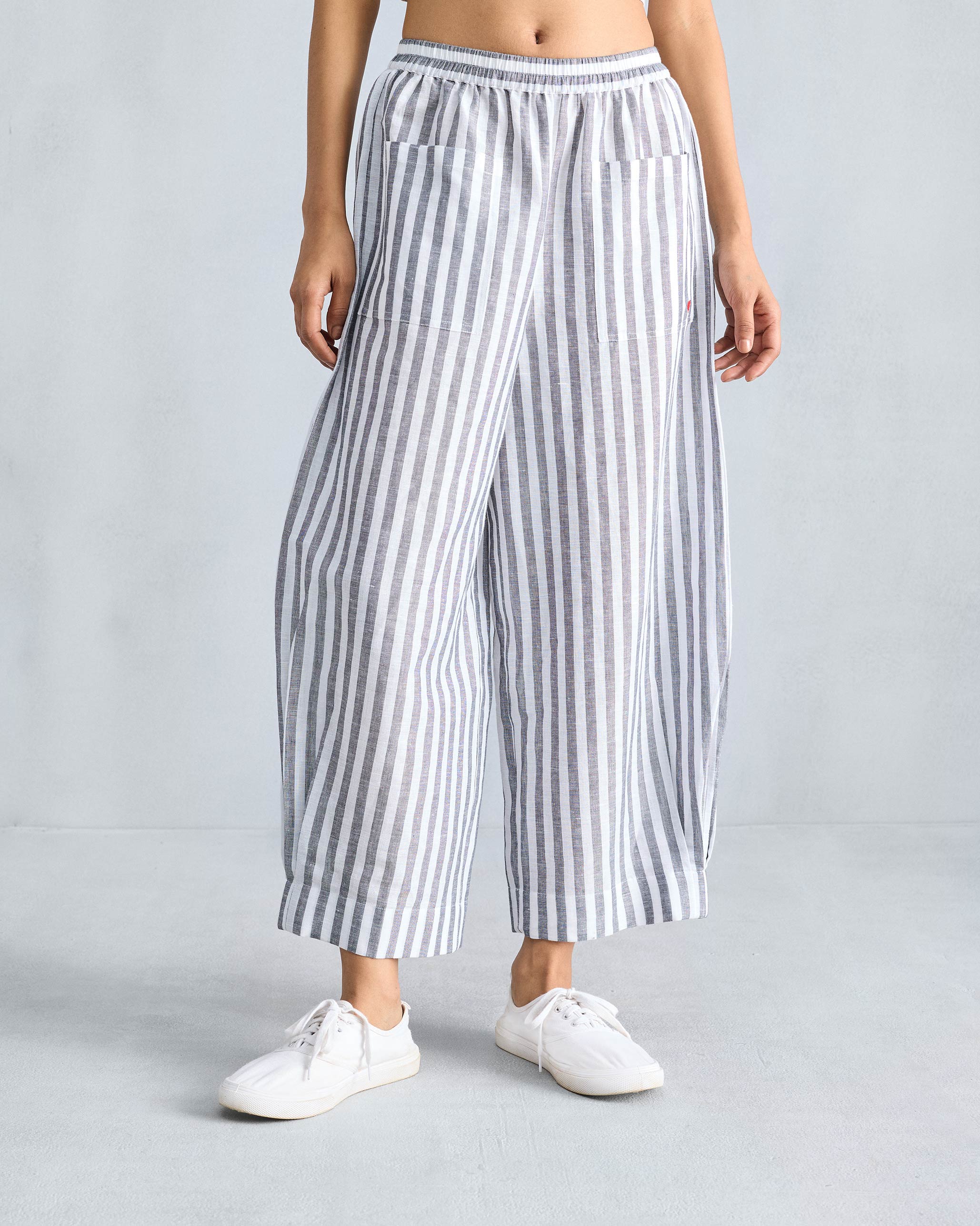 Serene Pants - Charcoal & White Stripes