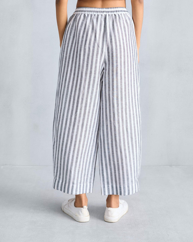 Serene Pants - Charcoal & White Stripes