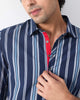Comoros Kurta - Blue & Navy Stripes